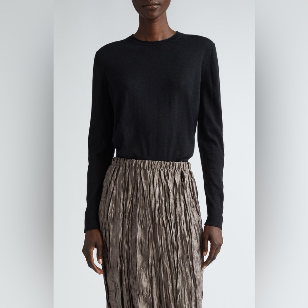 Lafayette 148 New York 100% CASHMERE Knit Lightweight Black Sweater sz S EUC
